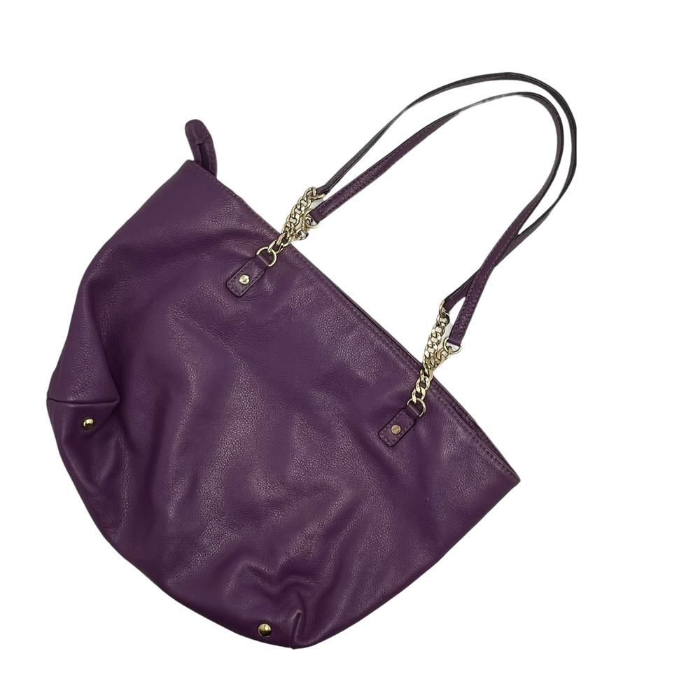 Michael Kors Women's Purple Leather Gold Chain Shoulder Tote Bag